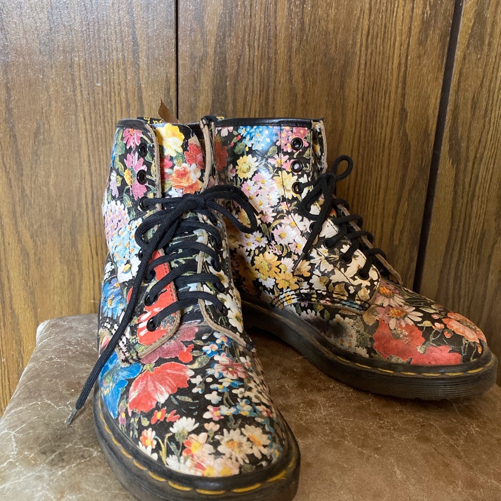Black Floral Doc Martens
